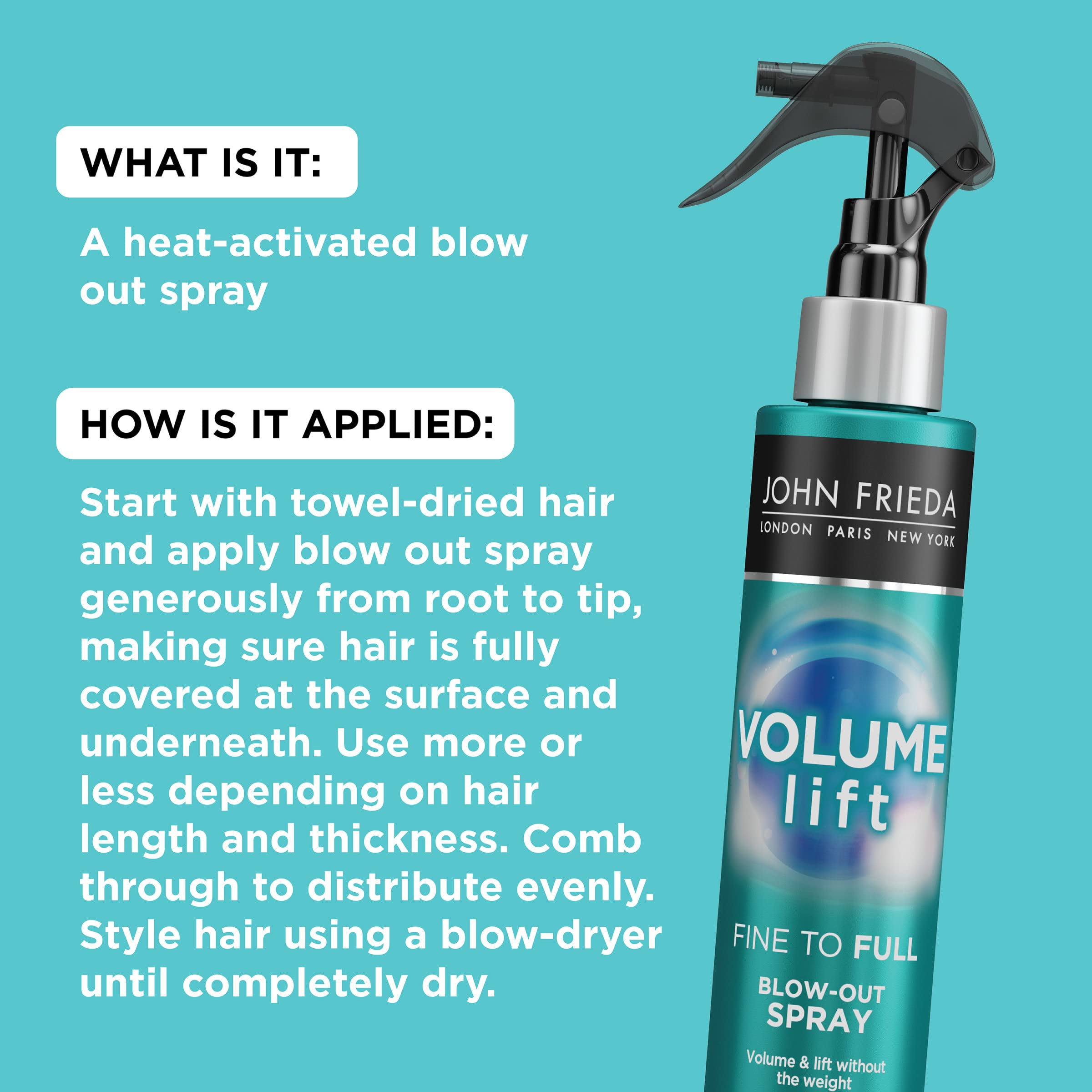 John Frieda Volume Lift: cabello suave y con cuerpo tras secado para peinados duraderos