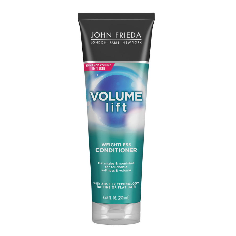 John Frieda Volume Lift conditioner bottle highlights lightweight fullness for fine hair