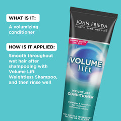 John Frieda Volume Lift conditioner demonstrates soft movement and bounce for hair