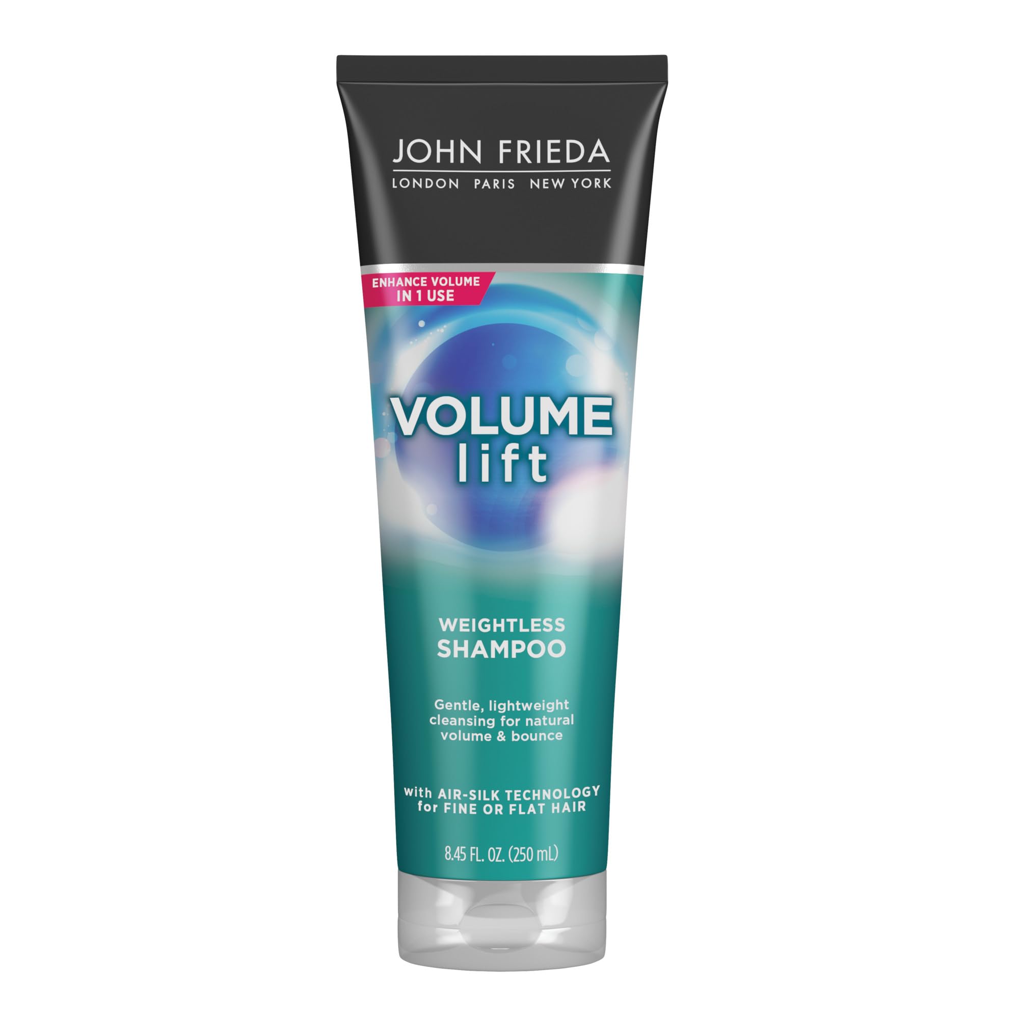 John Frieda Volume Lift Shampoo bottle front showing lightweight volume for fine hair