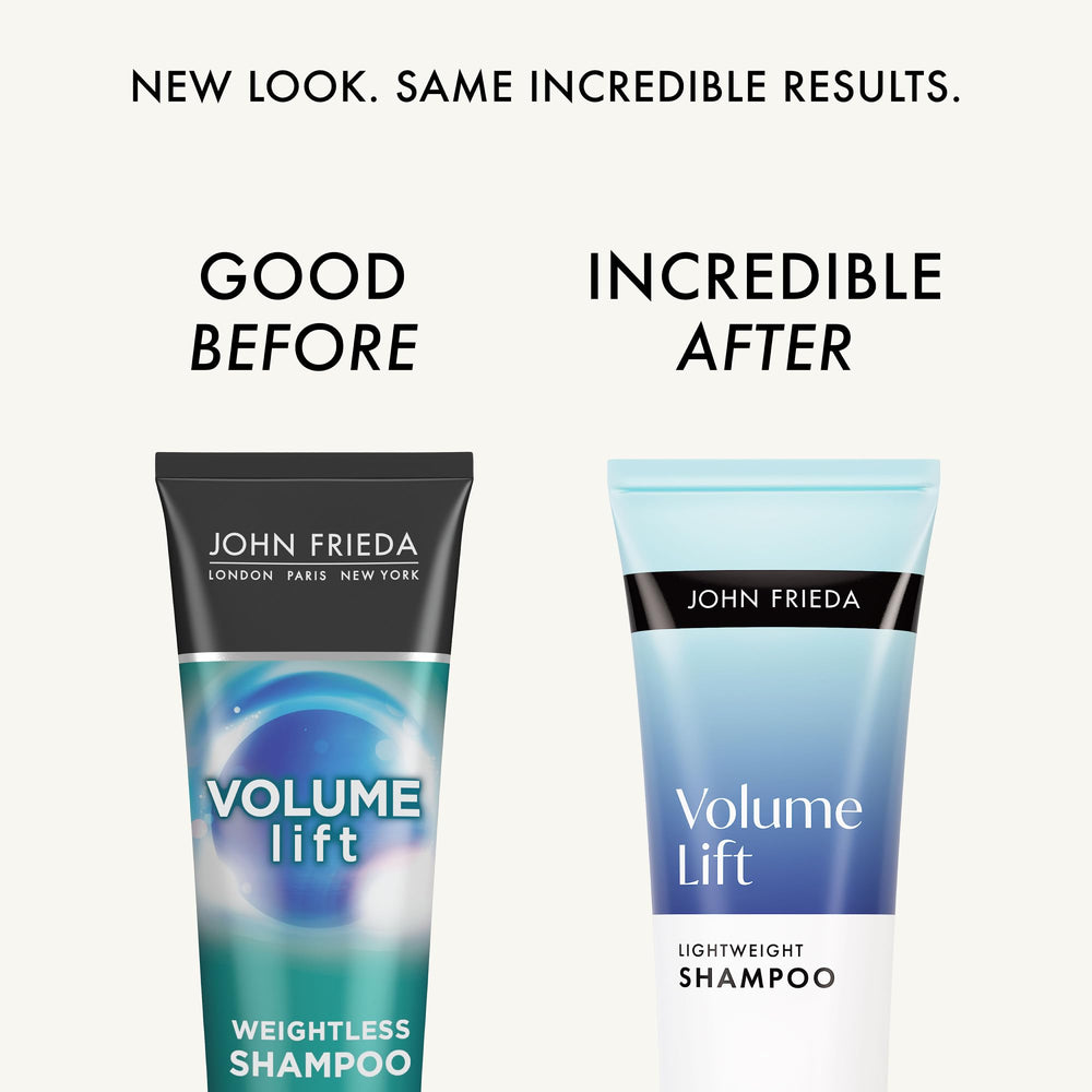 John Frieda Volume Lift Shampoo label close-up highlighting Air-Silk technology benefits