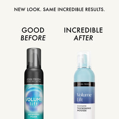 Volume Lift de John Frieda, espumosa textura ligera que da cuerpo suave.
