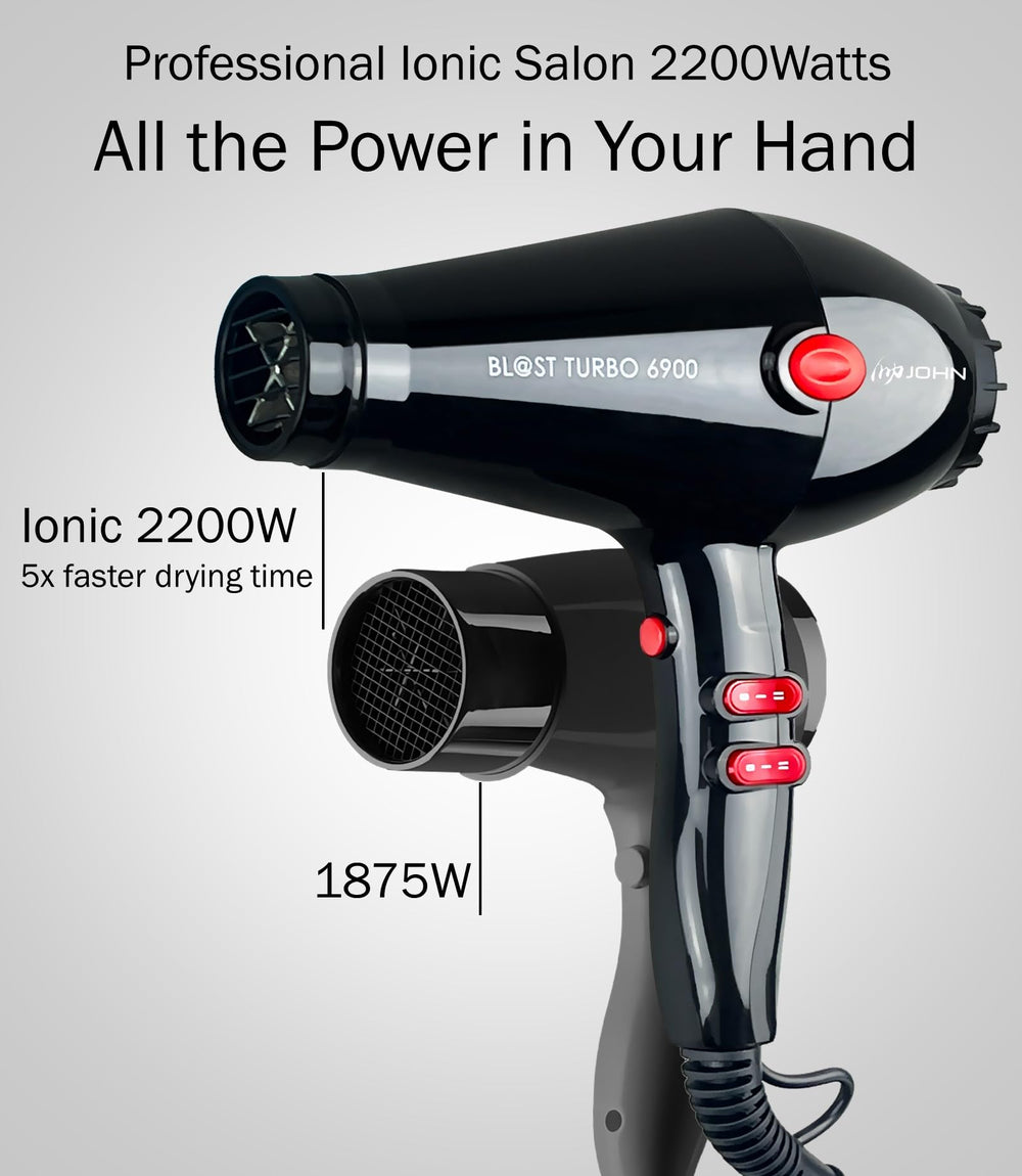 JOHN blow dryer with ceramic ionic technology for smoother hair