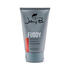 JOHNNY B. Fuddy Gel fijación fuerte; envase práctico de 3.3 oz para uso diario.