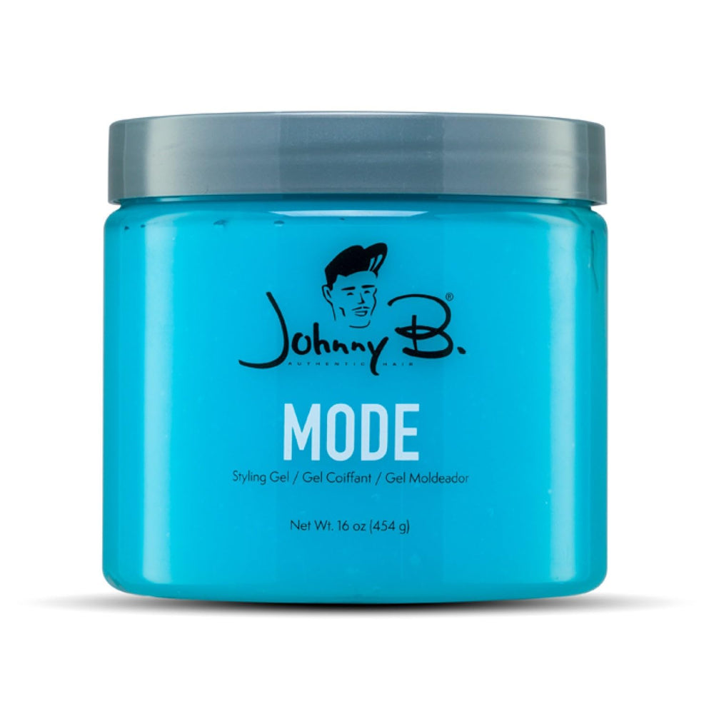 JOHNNY B. Mode gel profesional en bote ofrece control duradero para peinados.