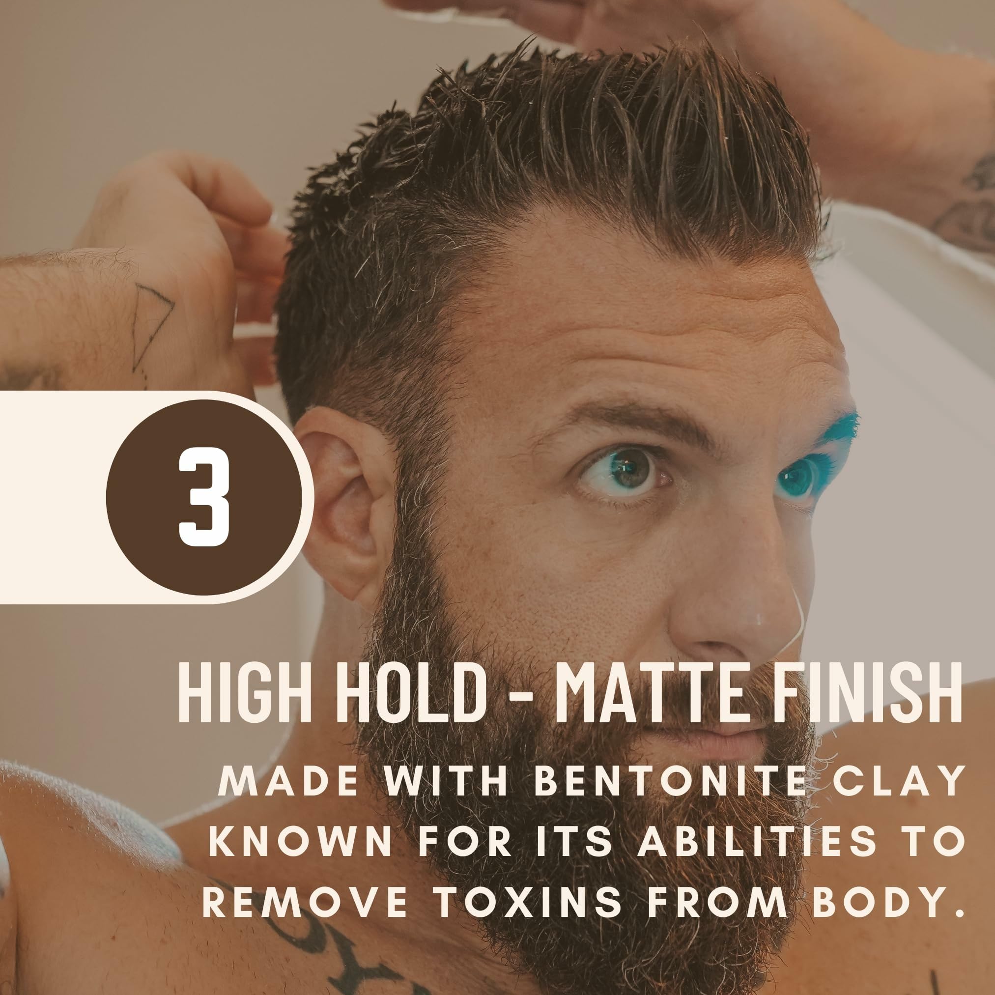 Johnny Slicks Formula 49 clay hands-application demonstrates even distribution for dry hair