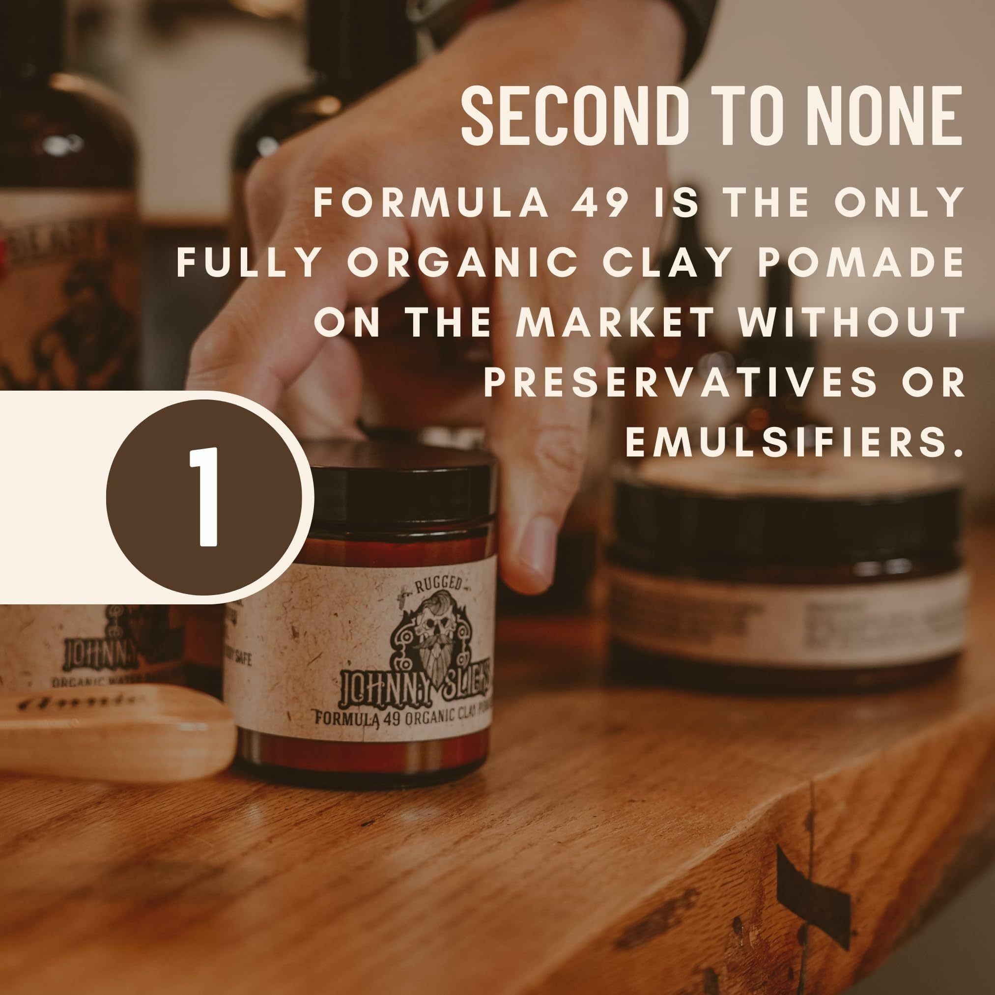 Johnny Slicks Formula 49 clay ingredients list includes bentonite clay and beeswax