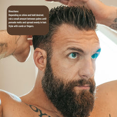 Johnny Slicks Oil Based Pomade on damp hair ready for flexible hold and shine.