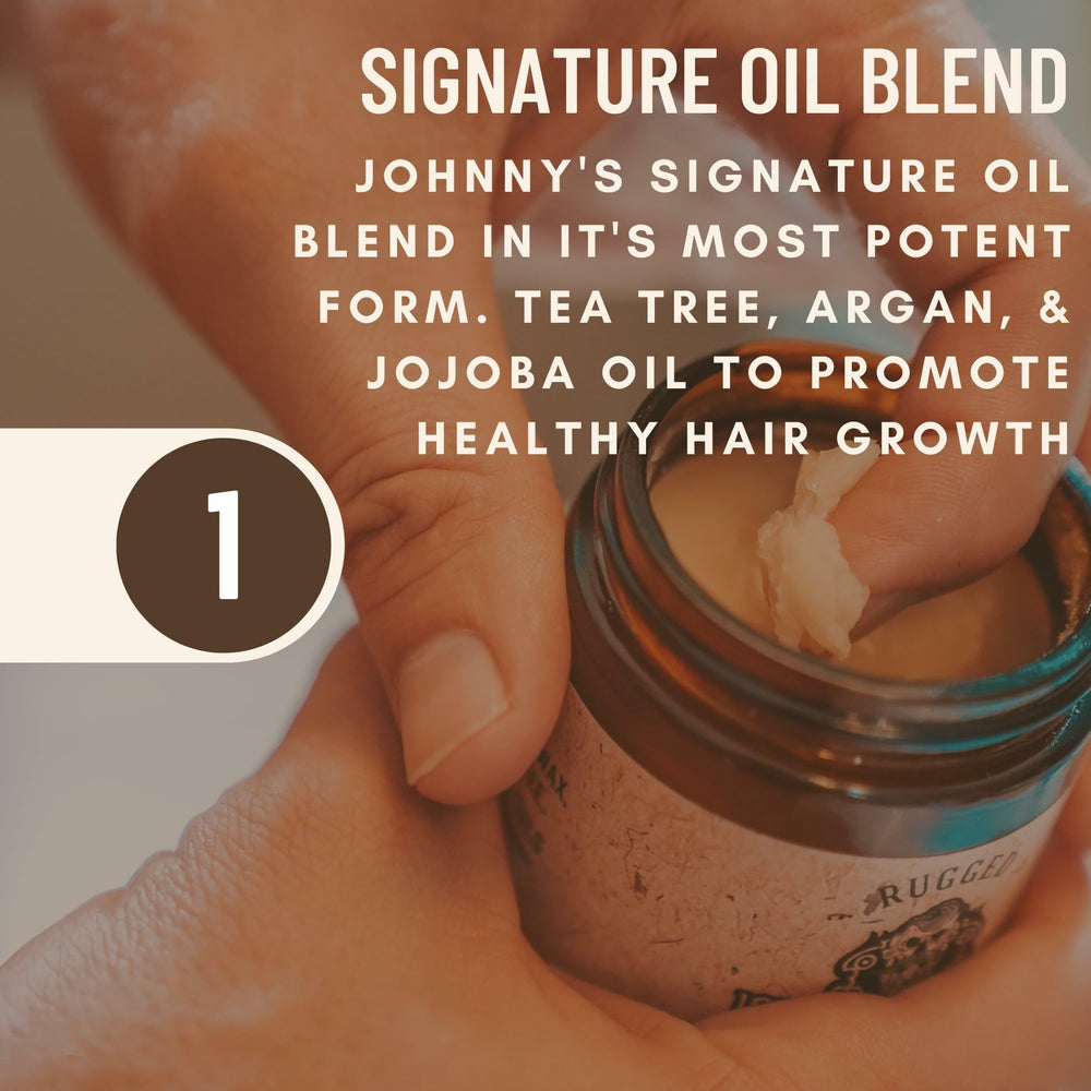 Johnny Slicks Oil Based Pomade hands applying product for even distribution.