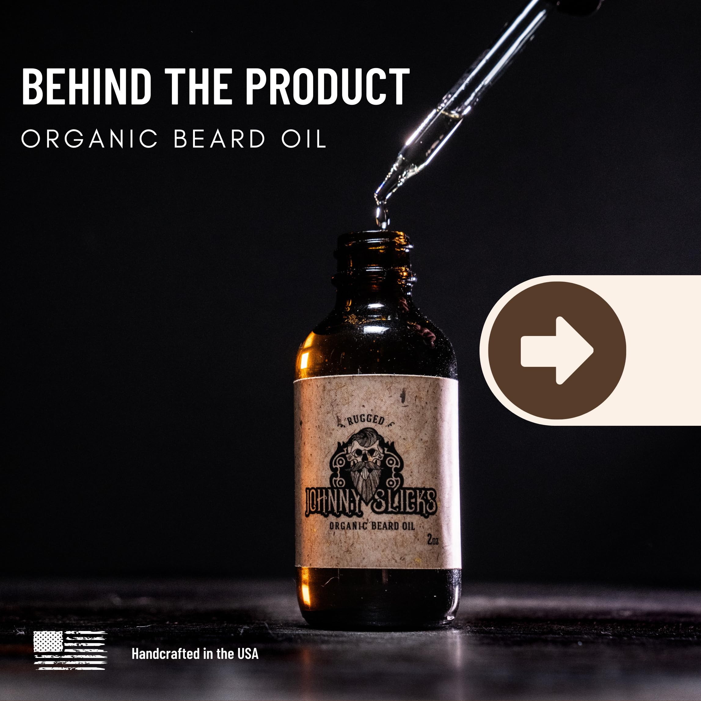Johnny Slicks beard oil palm application for easy massaging into beard