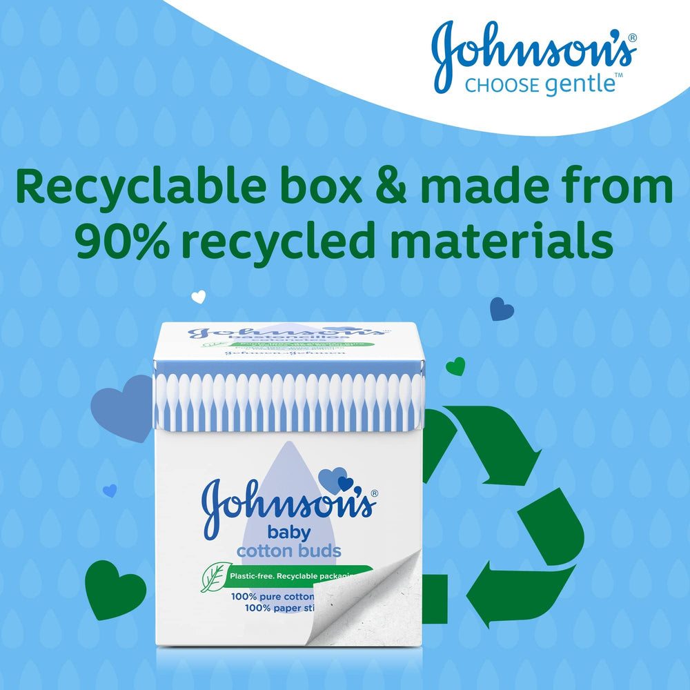 Johnson's Baby Cotton Buds clean between fingers and toes with a soft cotton tip.