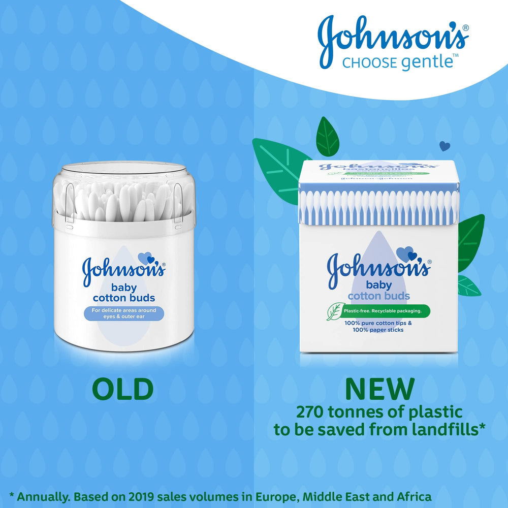 Johnson's Baby Cotton Buds eye makeup removal close-up for precise detailing.