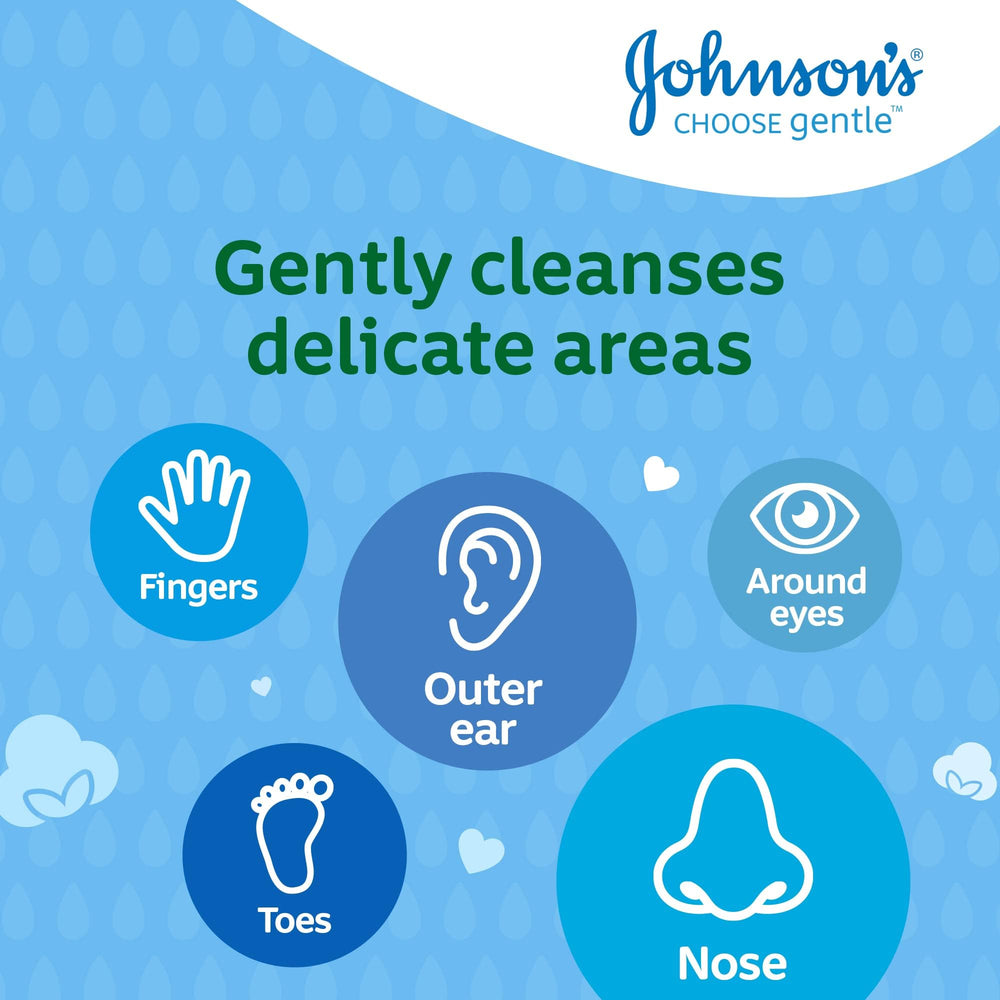 Johnson's Baby Cotton Buds outer-ear clean close-up for safe cleansing.