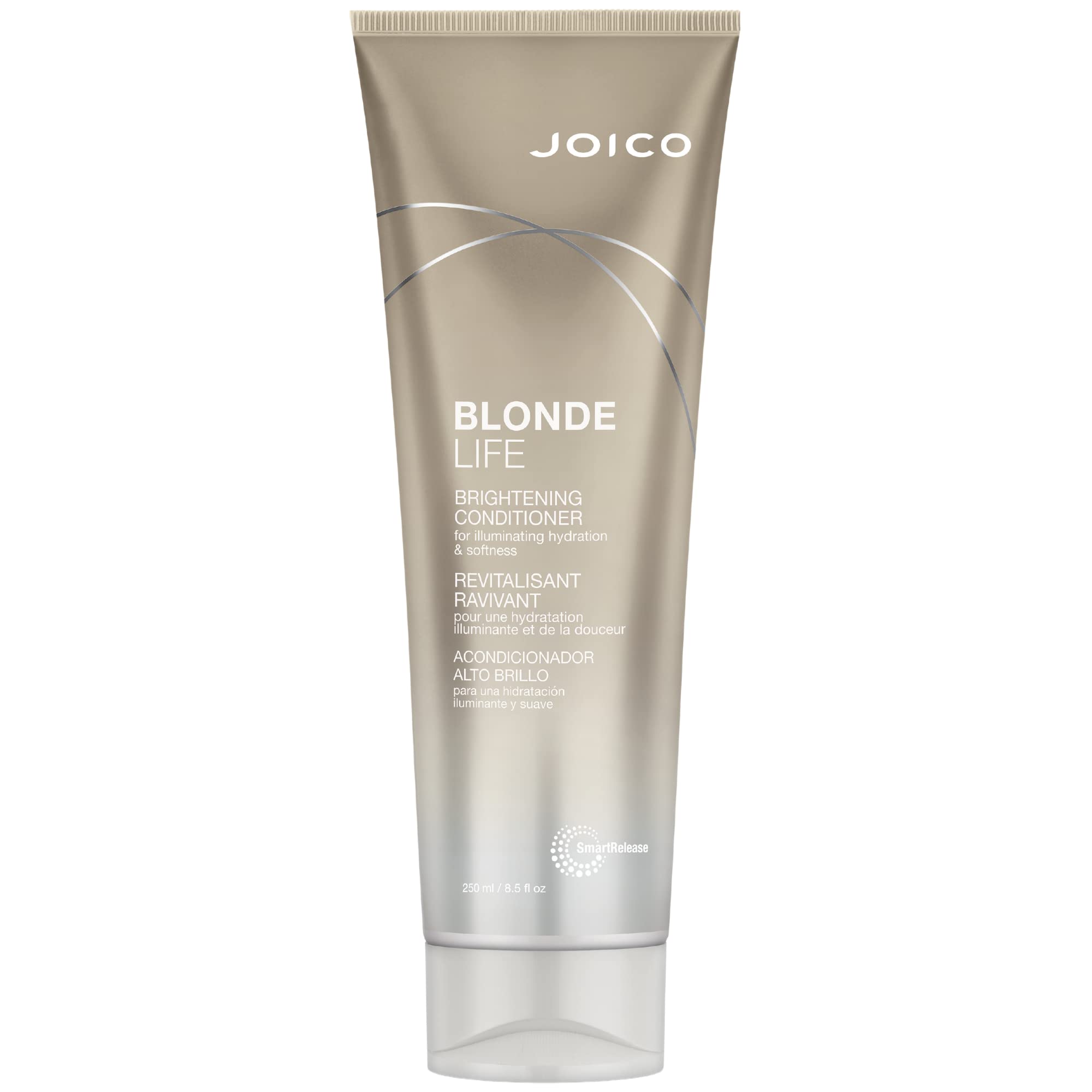 Joico Blonde Life Brightening Conditioner bottle front with premium finish for blonde hydration.