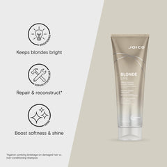 Joico Blonde Life Brightening Conditioner leaves blonde hair with a radiant gleam.