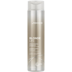 Joico Blonde Life Brightening Shampoo bottle shows sulfate-free formula for gentle cleansing.
