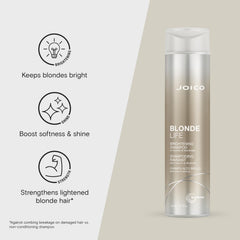 Joico Blonde Life Brightening Shampoo bottle pour demonstrates even distribution.