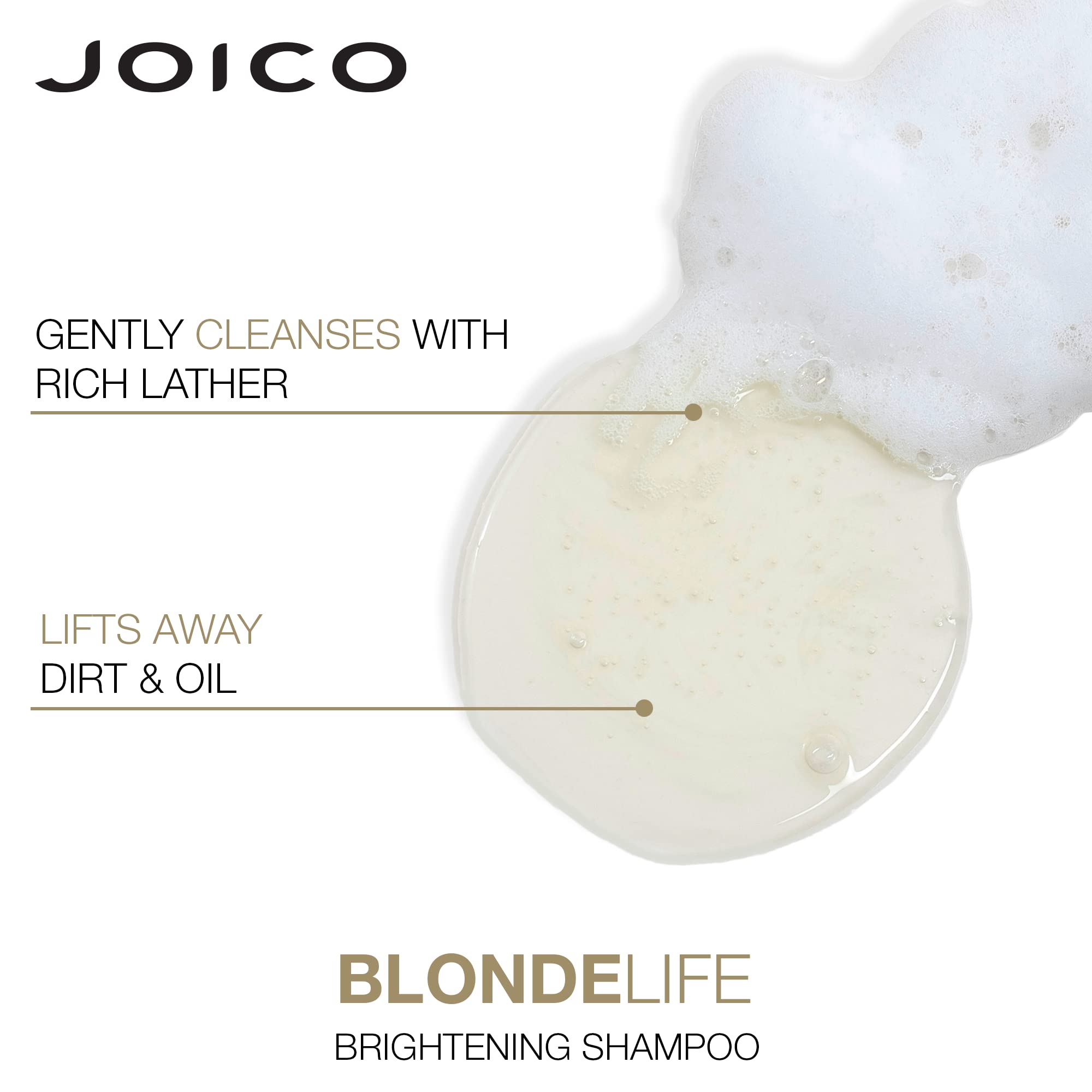 Joico Blonde Life rutina: cabello rubio revitalizado tras lavado.
