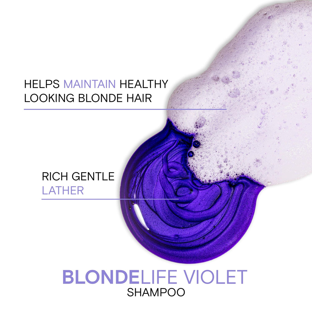 Joico Blonde Life Violet Shampoo rich lather cushions hair during cleansing