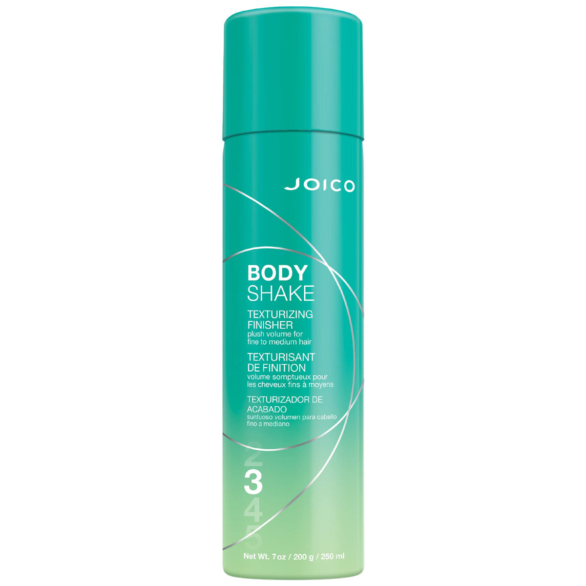Joico Body Shake texturizing finisher spray bottle delivers lift and plush volume.