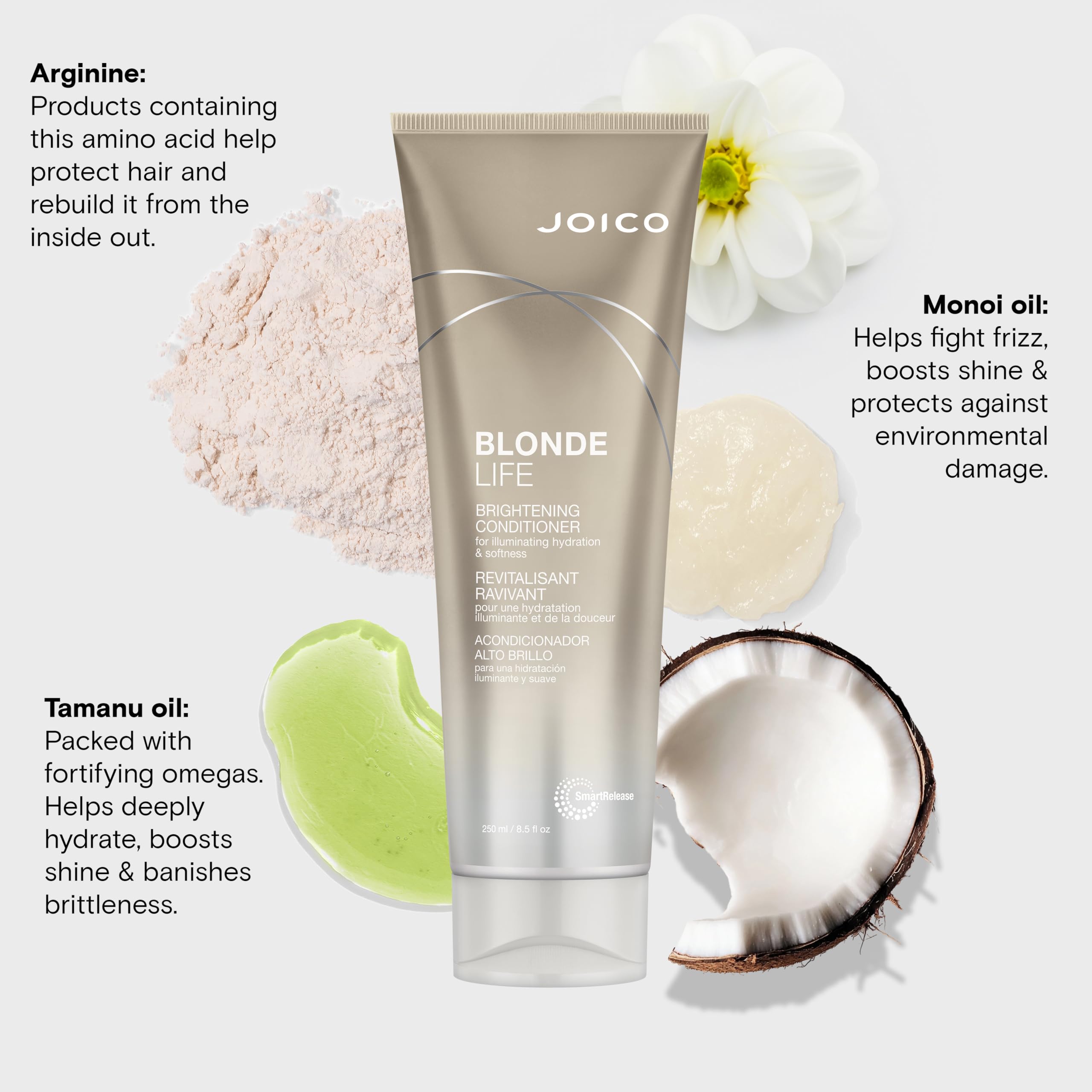 Joico Brightening Conditioner demonstrates visible shine and smoothness on hair.