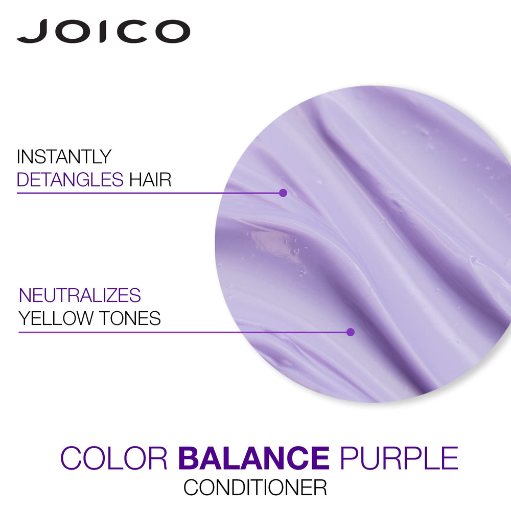 Joico Color Balance Purple set showcases dual-shampoo-and-conditioner routine.