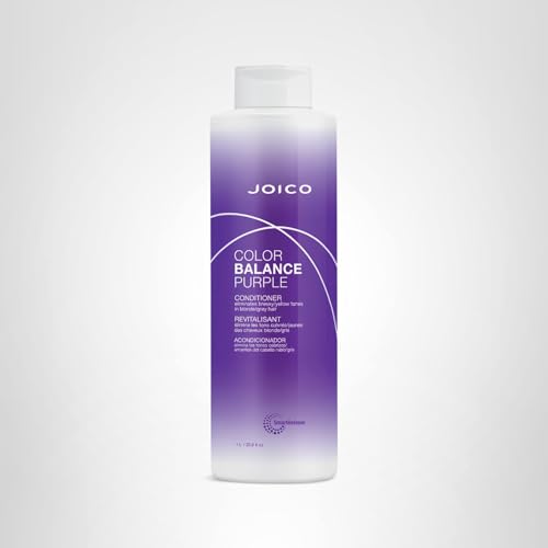 Joico Color Balance Purple Conditioner after use delivers shine and reduced brass.