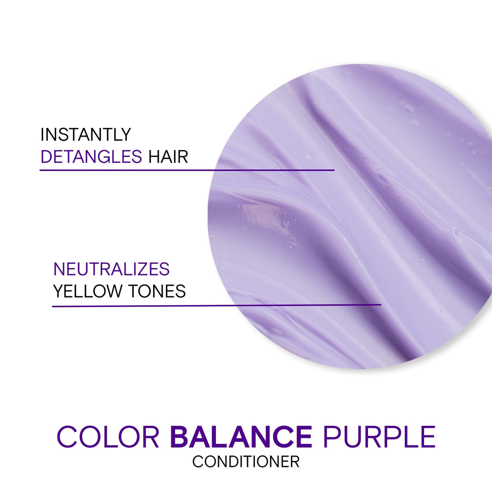 Joico Color Balance Purple Conditioner hair close-up reveals detangled, smooth strands