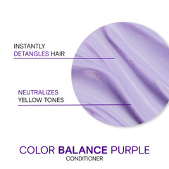 Joico Color Balance Purple Conditioner hair close-up reveals detangled, smooth strands