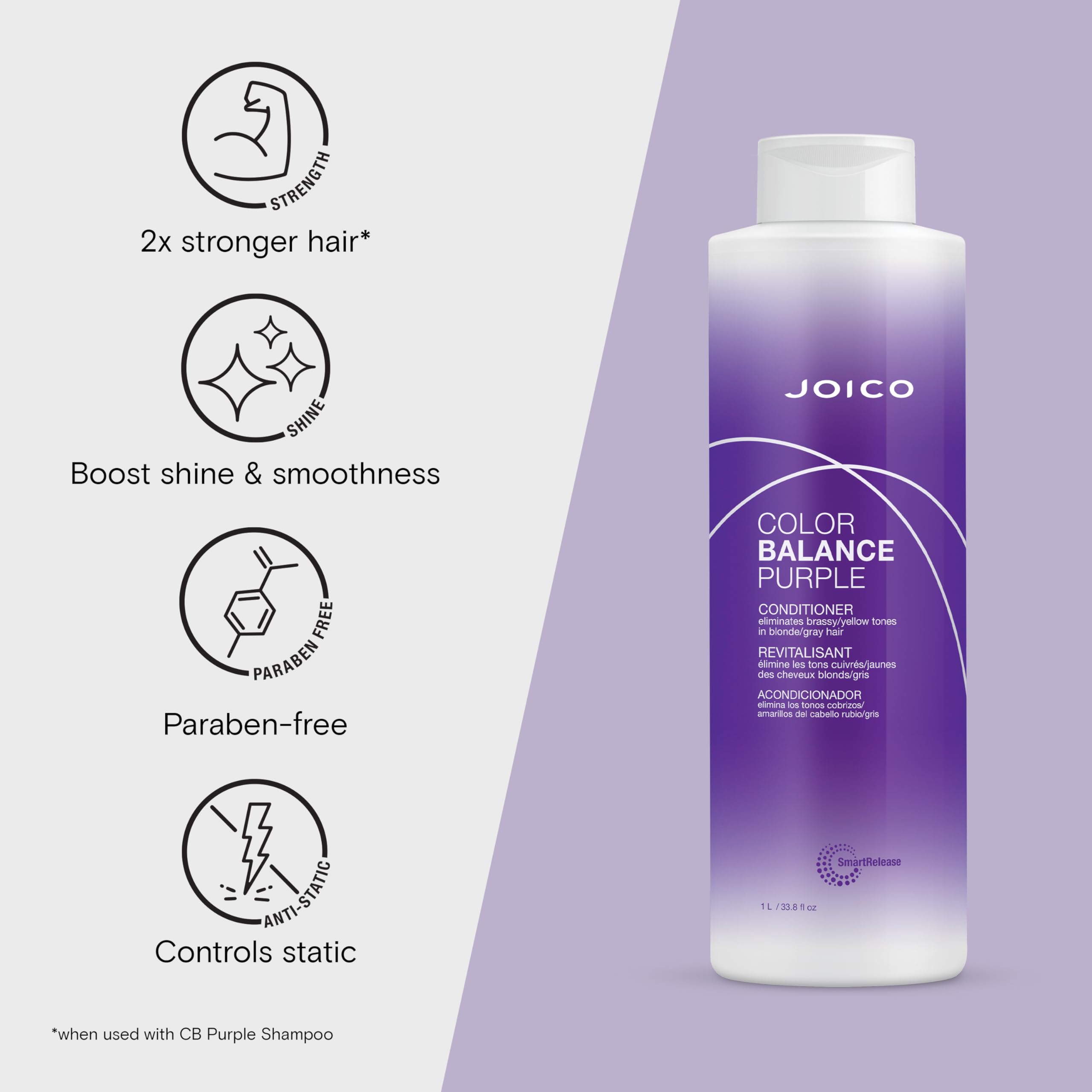 Joico Color Balance Purple Conditioner lather helps detangle and smooth strands.
