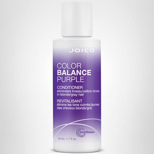 Joico Color Balance Purple Conditioner results in shiny, smoother, cooler-toned hair.