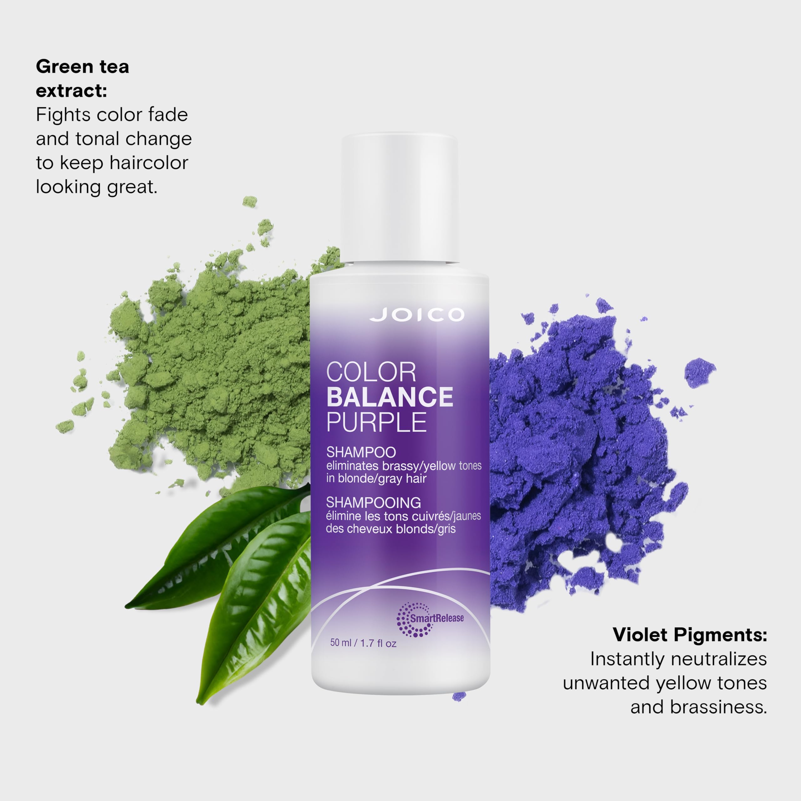 Protección UV de Joico Color Balance Púrpura para conservar el color.
