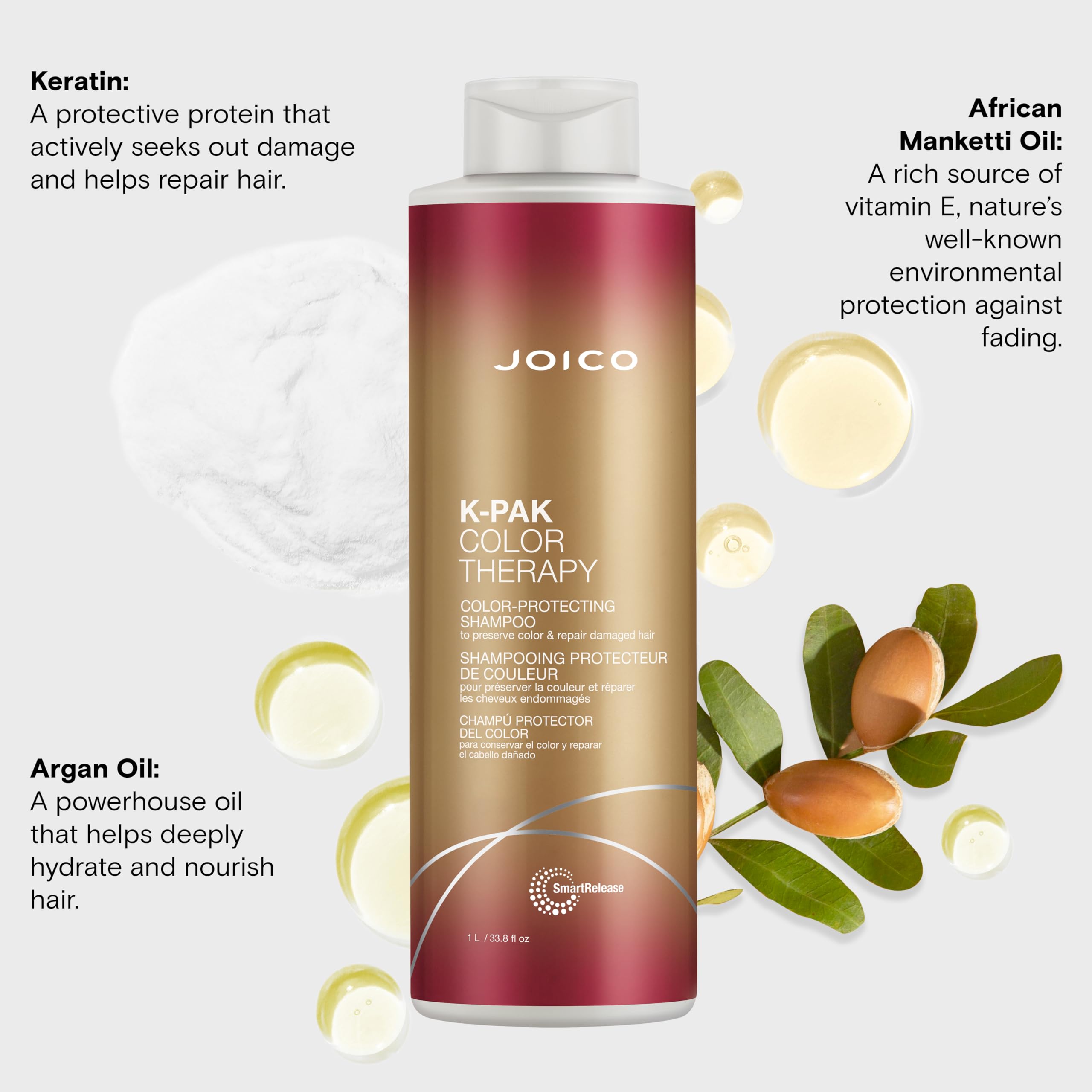 Joico Color Therapy keratin action visual implies hair repair.