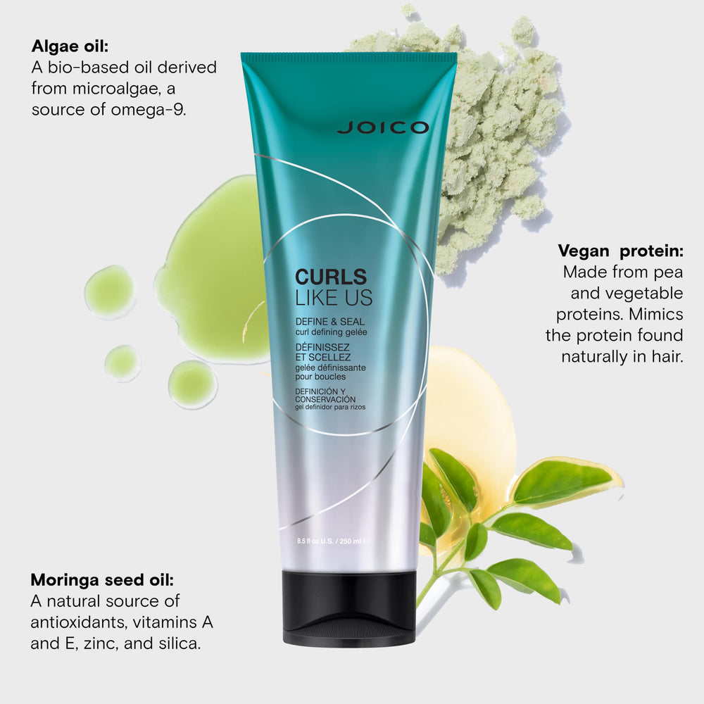 Joico algae oil ingredient close-up emphasizes scalp health and smoothness.
