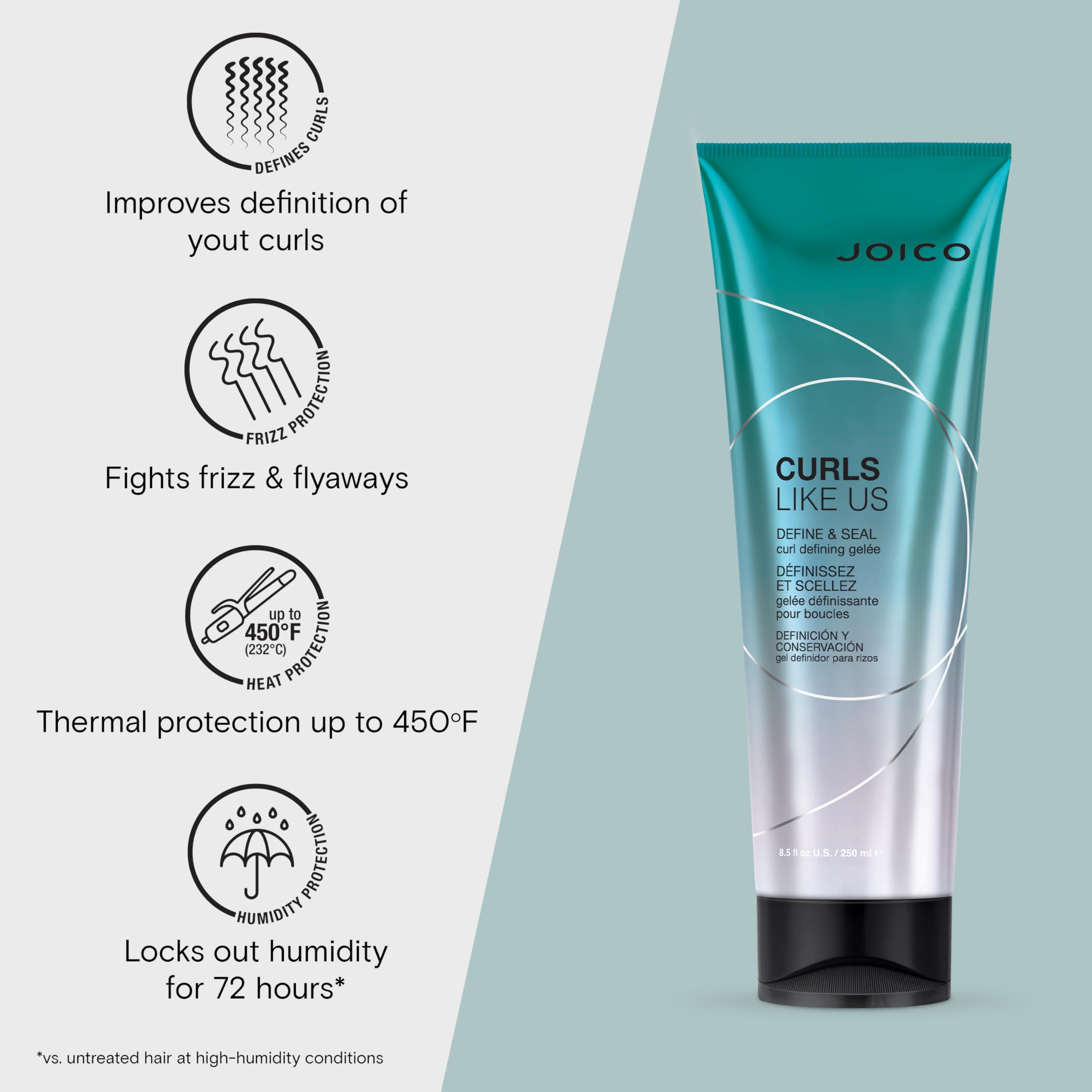 Joico Curls Like Us Gelee texture on hair demonstrates defined curls.