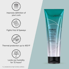 Joico Curls Like Us Gelee texture on hair demonstrates defined curls.