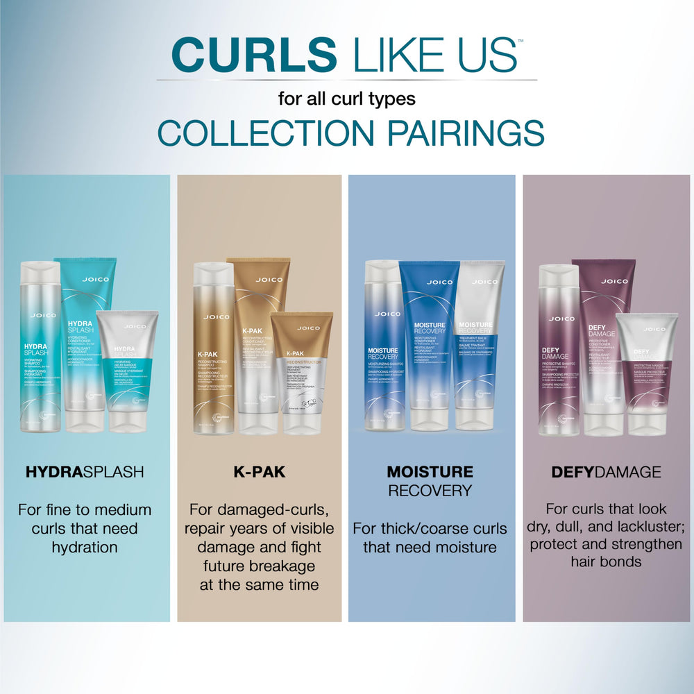 Heat protection demo image suggests safer styling with heat tools on curls.