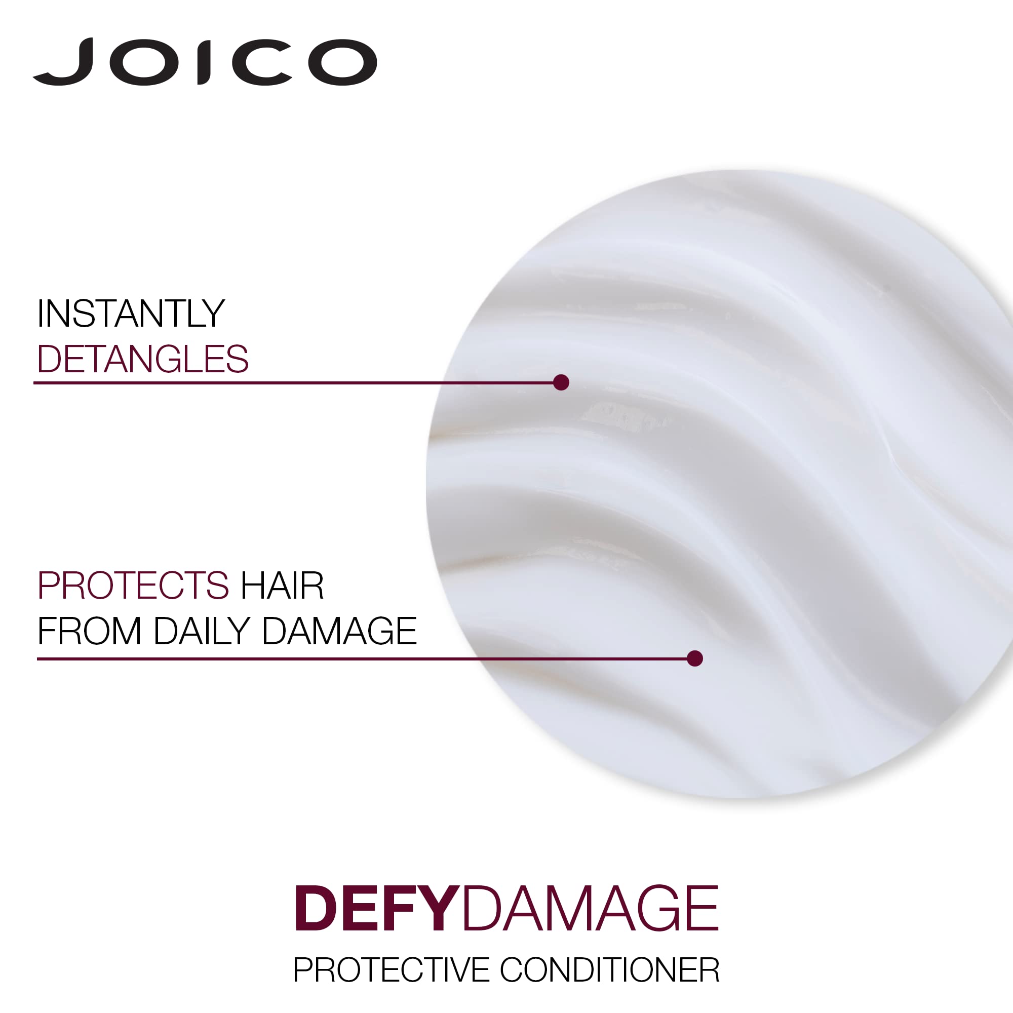 Joico Defy Damage bottle pouring a stream of shampoo.
