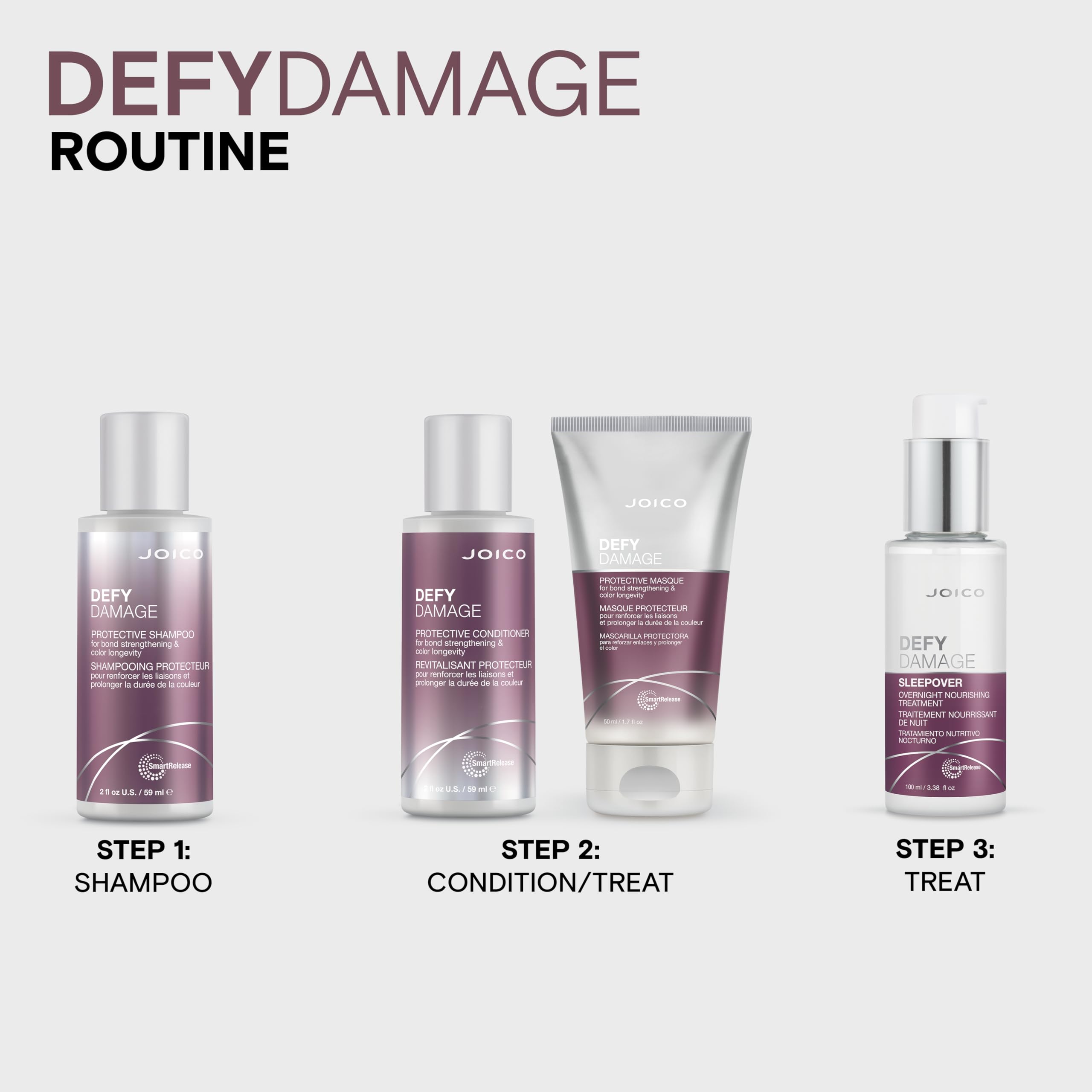 Aceite de rosa mosqueta en Joico Defy Damage Condicionador deja el cabello suave y brillante.