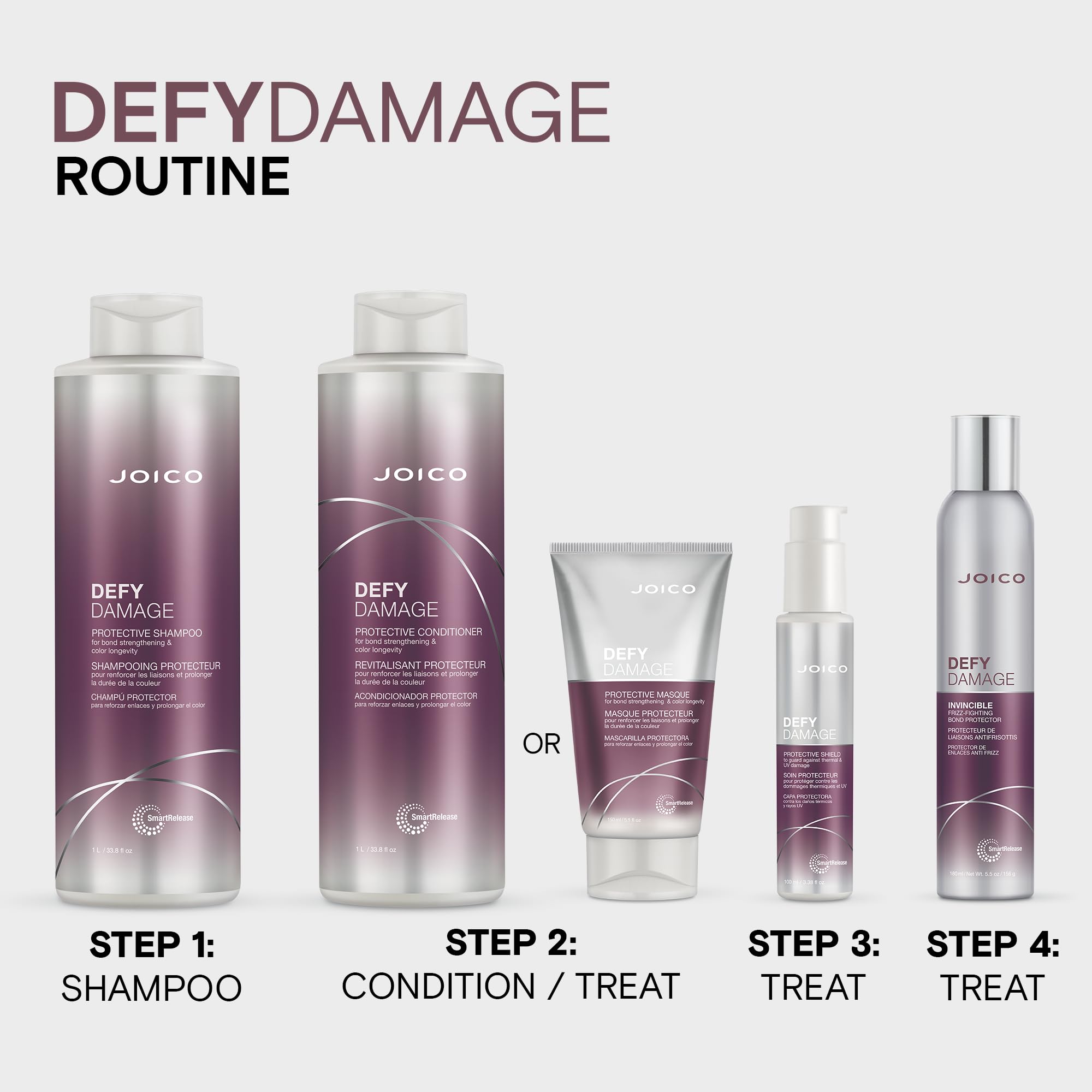 Joico Defy Damage Conditioner color glow on color-treated hair