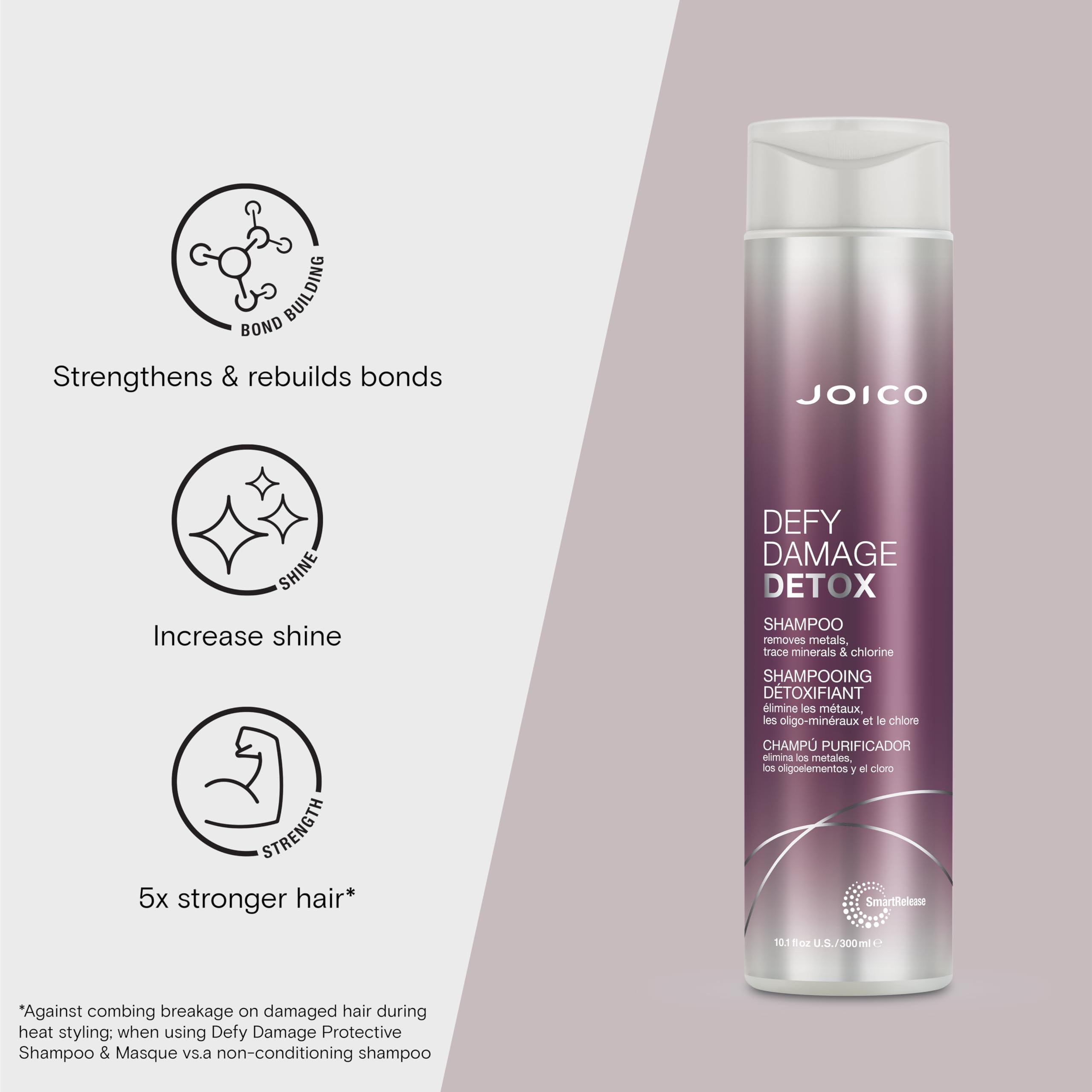 Joico Defy Damage Detox Shampoo chelator removes metals and minerals.
