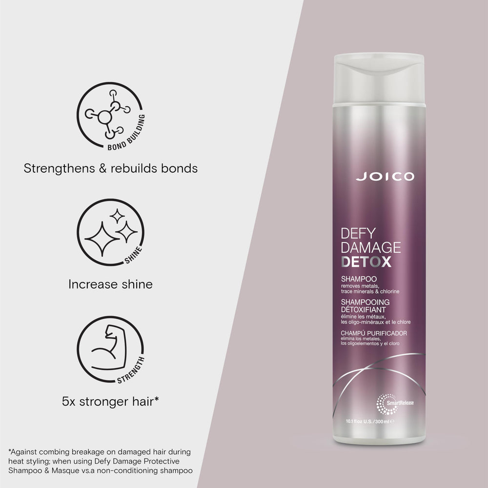 Joico Defy Damage Detox Shampoo chelator removes metals and minerals.