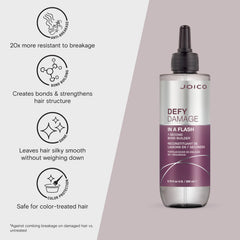 Hands applying Joico Defy Damage In A Flash treatment on hair.