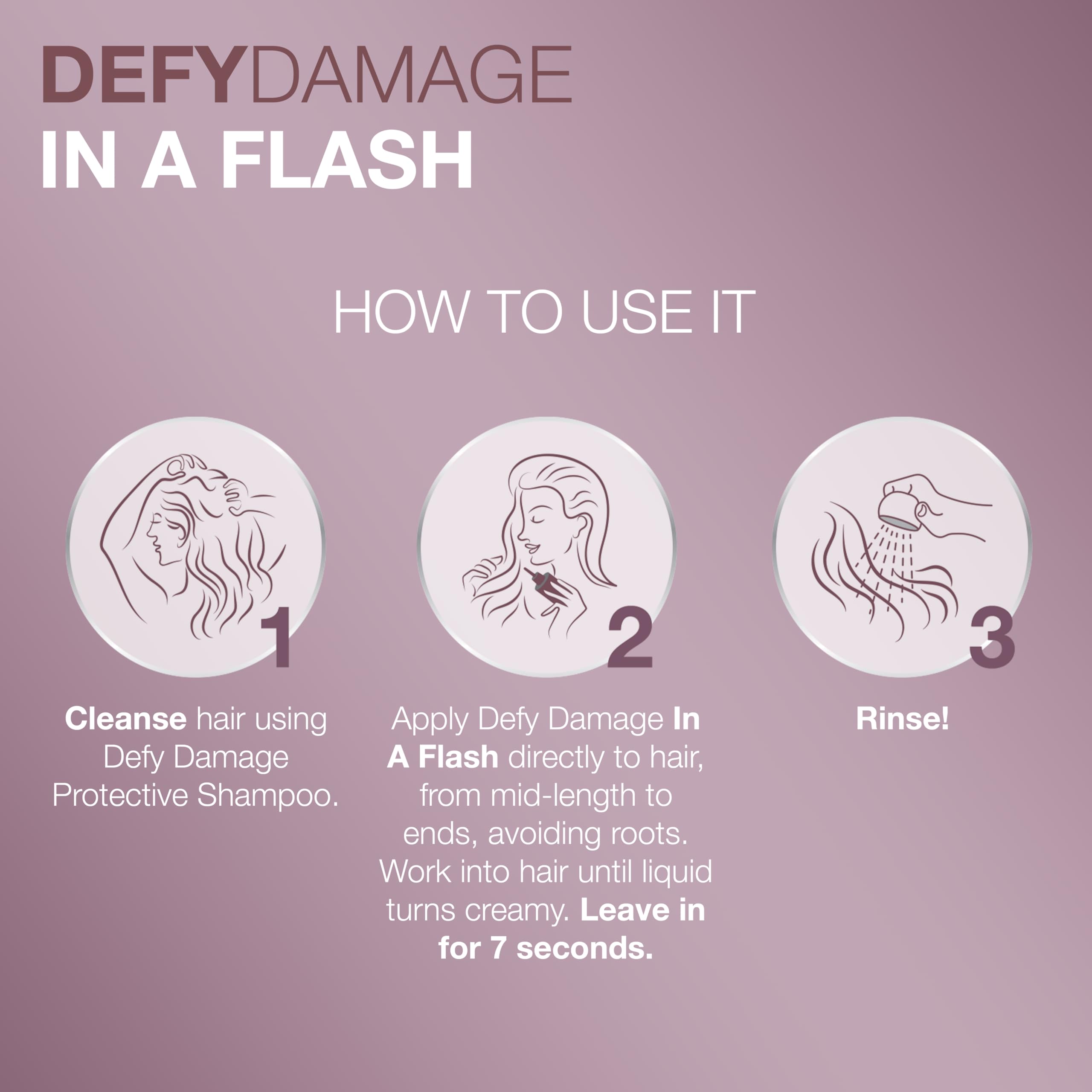 Cream-texture formula of Joico Defy Damage In A Flash being spread on hair.