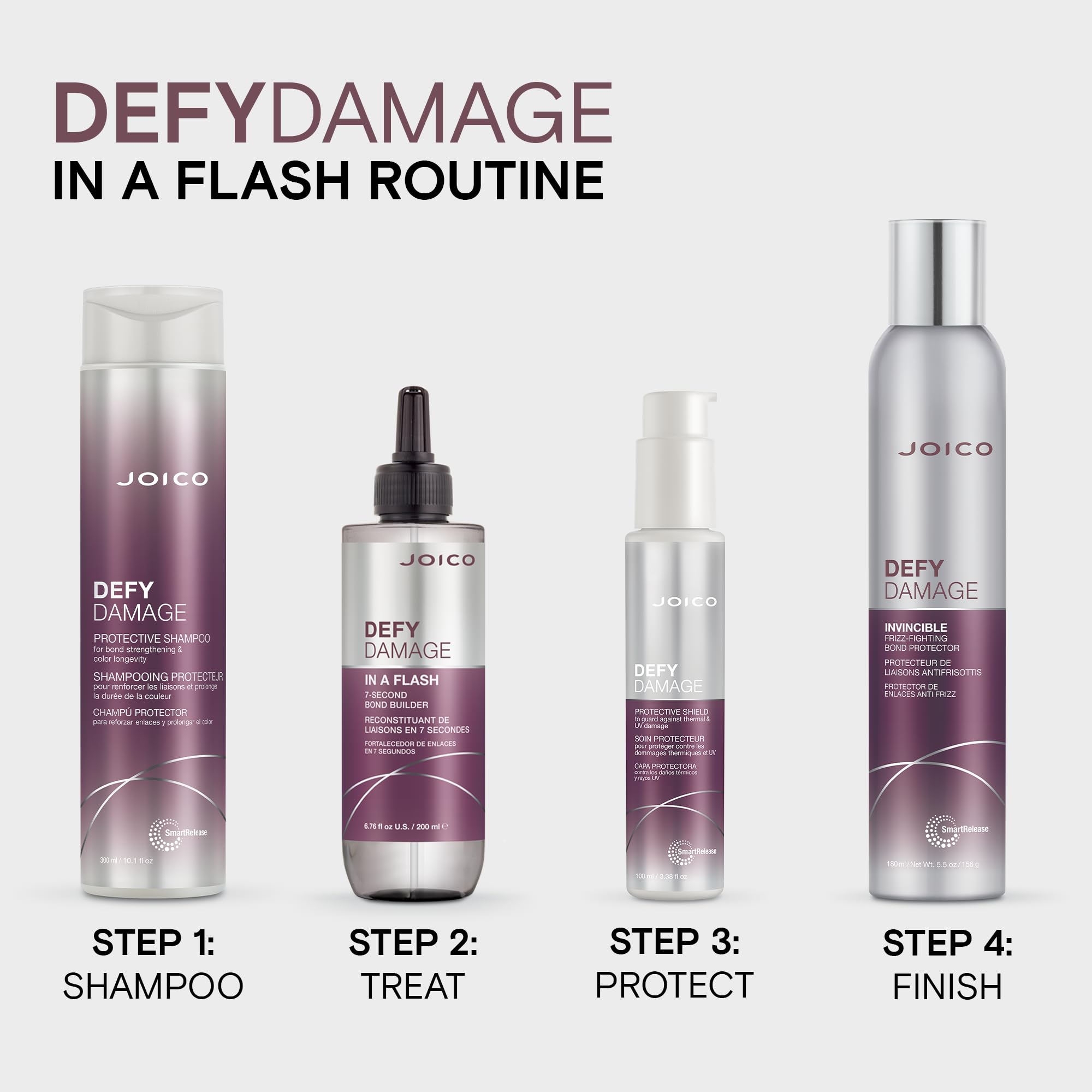 Finished Joico Defy Damage In A Flash hair with shine and softness.