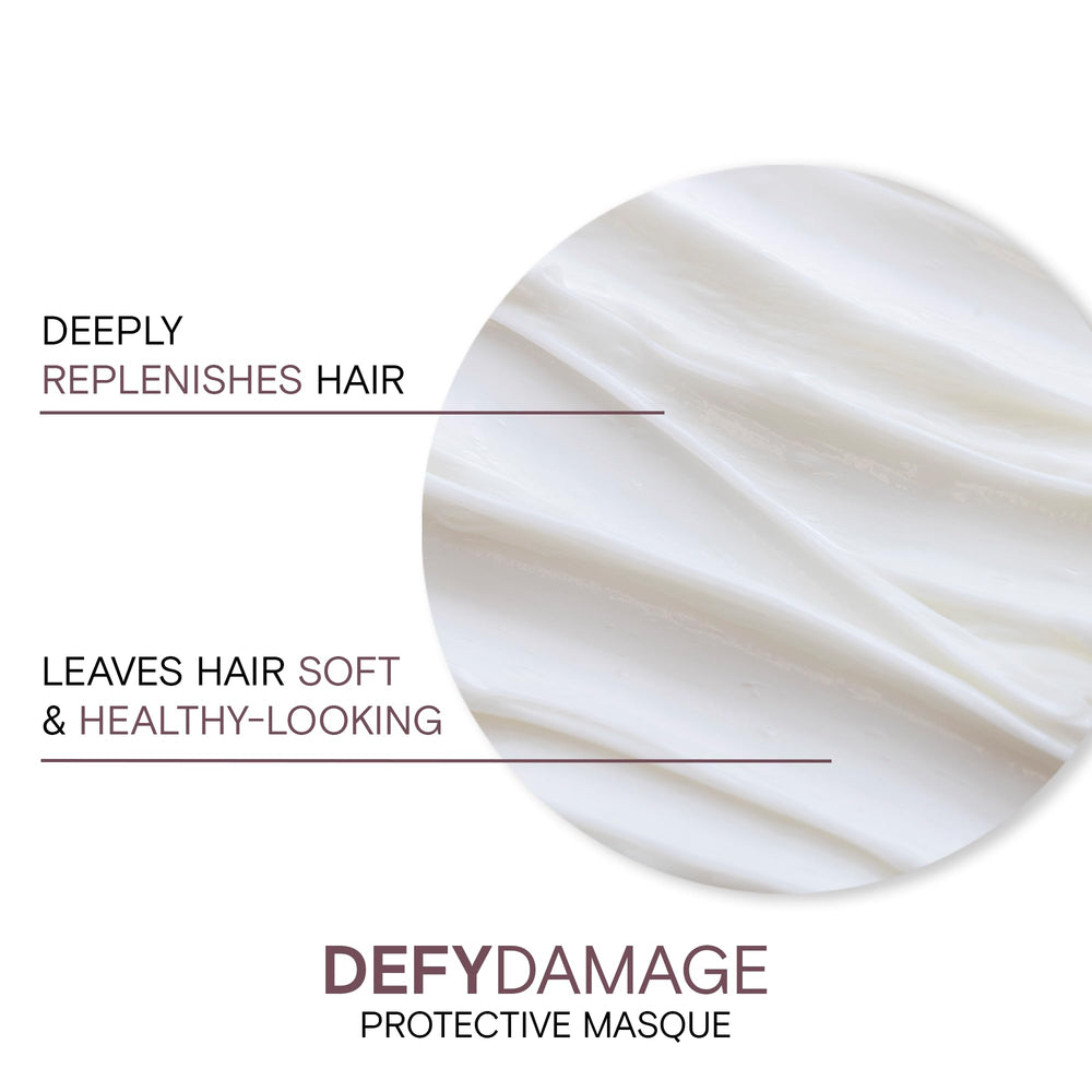 Joico Defy Damage Masque en cabello durante la aplicación ofrece distribución uniforme.
