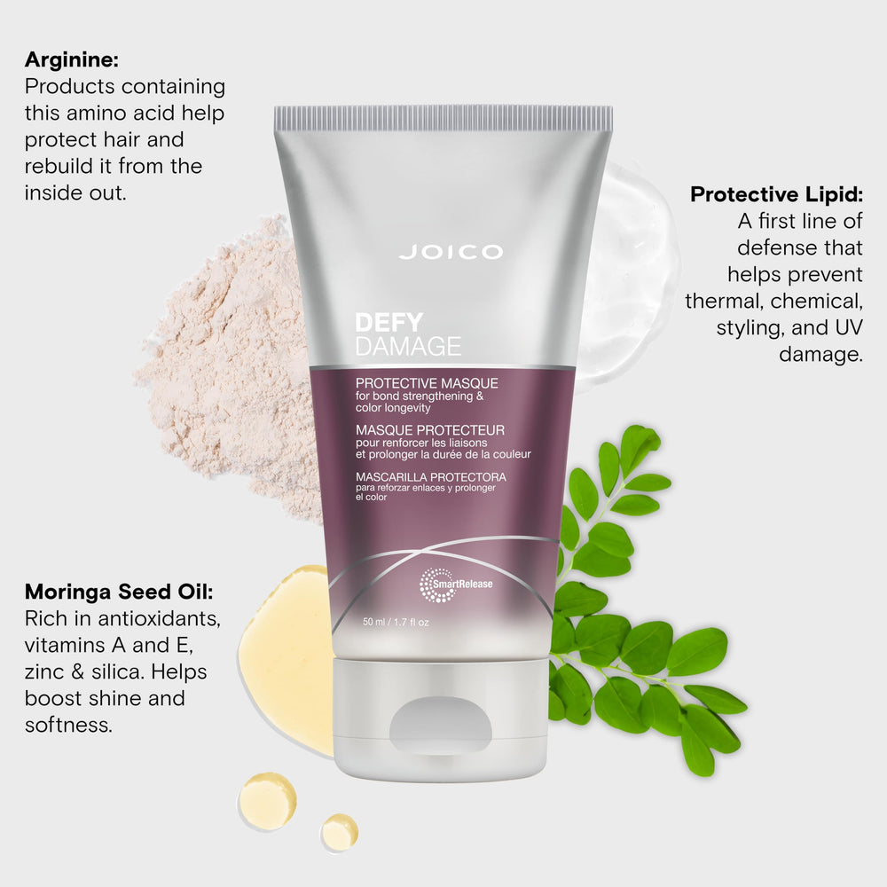 Joico Defy Damage Masque enjuague revela color más estable y brillo natural.