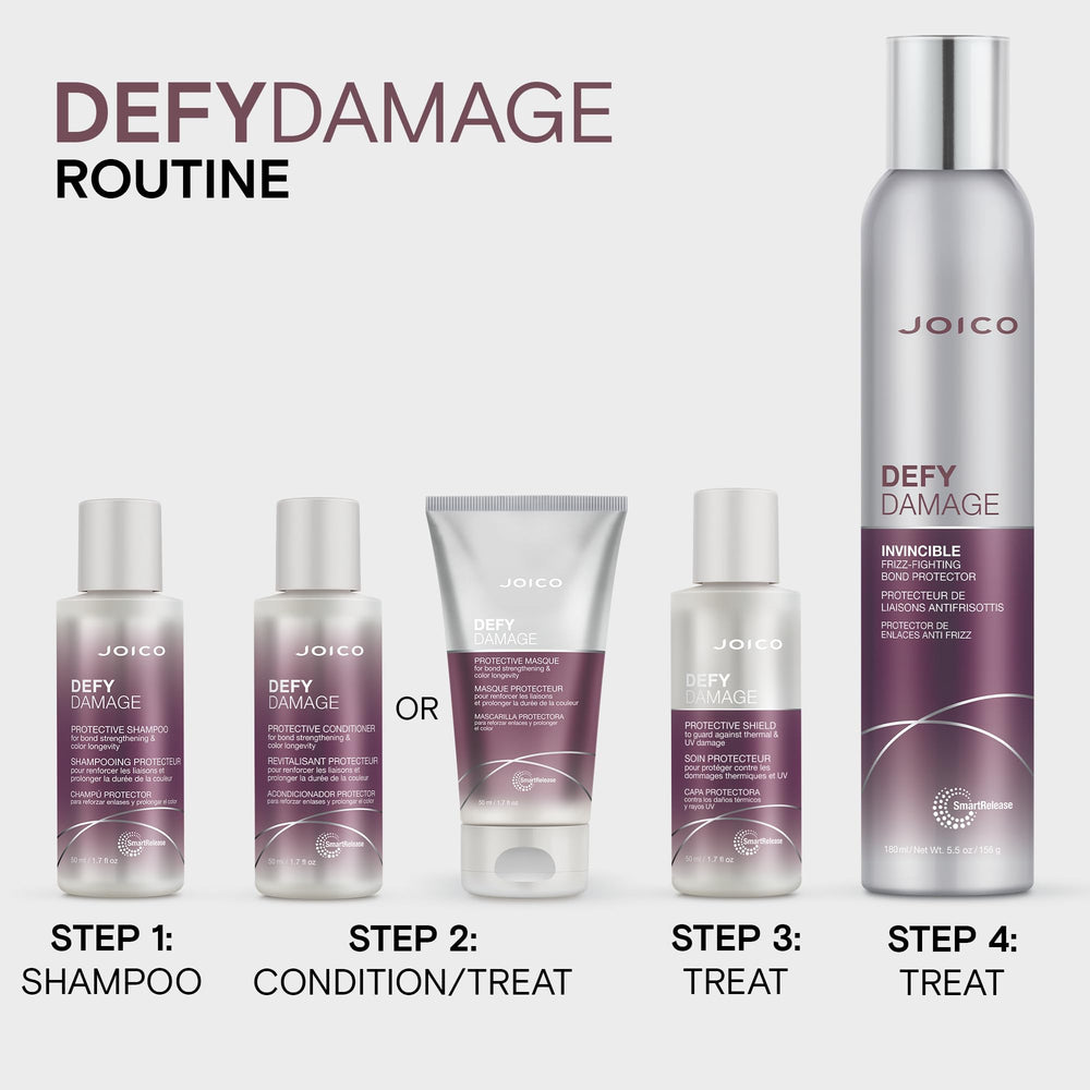 Joico Defy Damage Masque después del lavado aporta cabello suave y sedoso.
