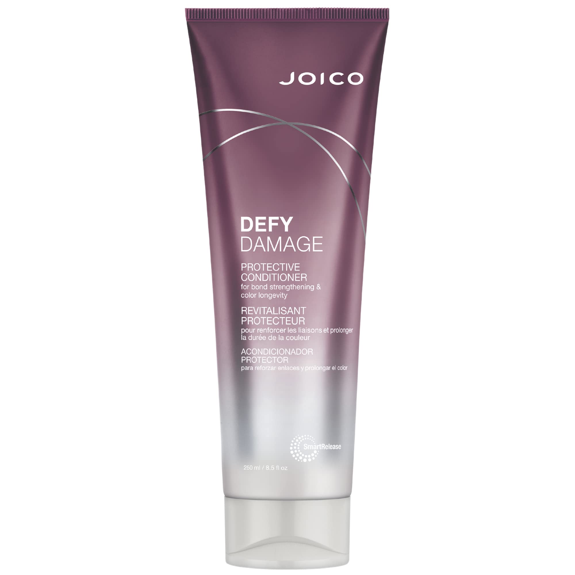 Joico Defy Damage Protective Conditioner bottle showing creamy formula for color protection and detangling