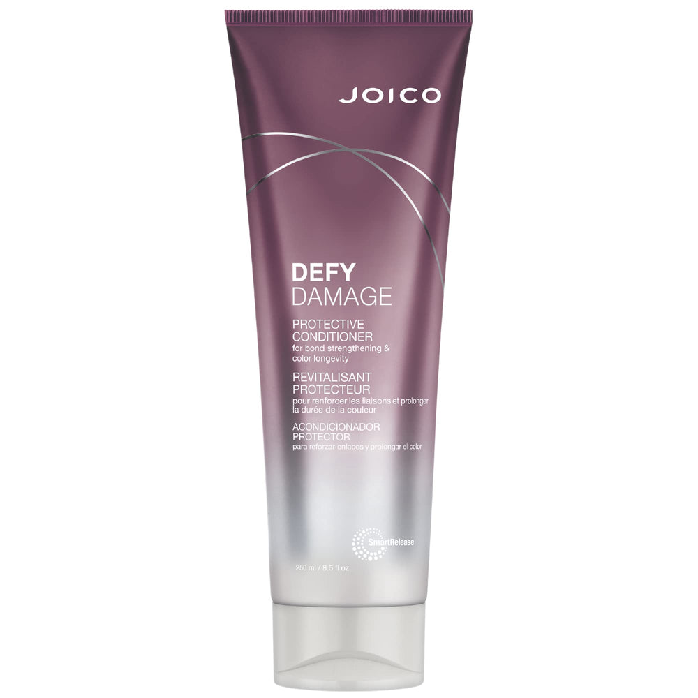 Joico Defy Damage Protective Conditioner bottle showing creamy formula for color protection and detangling